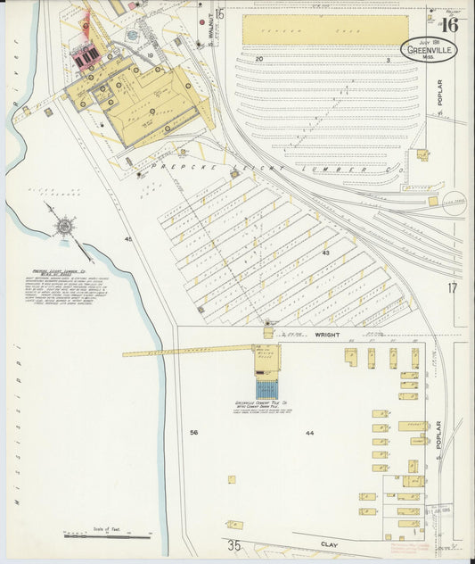 Sanborn Fire Insurance Map from Greenville, Washington County, Mississippi (1911), Sheet #0016 - Historic Sanborn Fire Insurance Map Print, vintage old map wall art, antique decor, genealogy gift, Mississippi Mississippi map