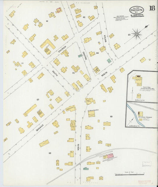 Sanborn Fire Insurance Map from Oneonta, Otsego County, New York (1905), Sheet #0018 - Historic Sanborn Fire Insurance Map Print, vintage old map wall art, antique decor, genealogy gift, New York New York map