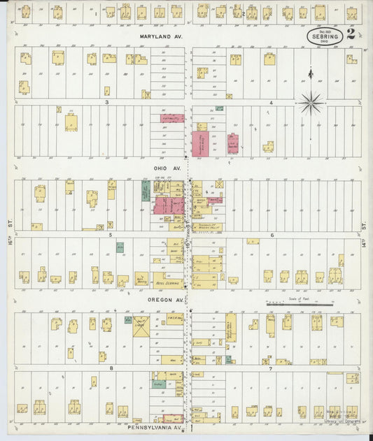 Sanborn Fire Insurance Map from Sebring, Mahoning County, Ohio (1901), Sheet #0002 - Historic Sanborn Fire Insurance Map Print, vintage old map wall art, antique decor, genealogy gift, Ohio Ohio map