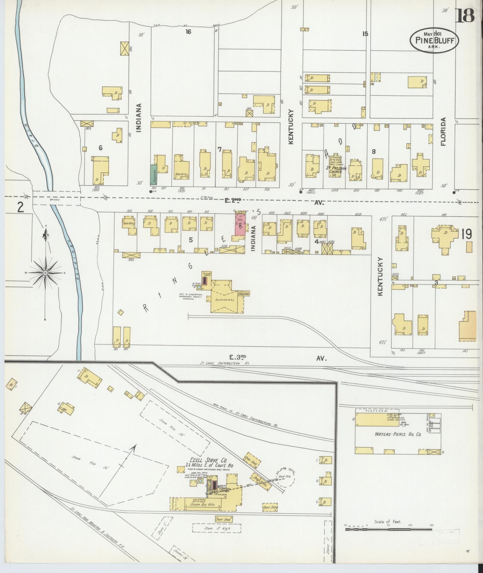 Sanborn Fire Insurance Map from Pine Bluff, Jefferson County, Arkansas (1901), Sheet #0018 - Historic Sanborn Fire Insurance Map Print, vintage old map wall art, antique decor, genealogy gift, Arkansas Arkansas map