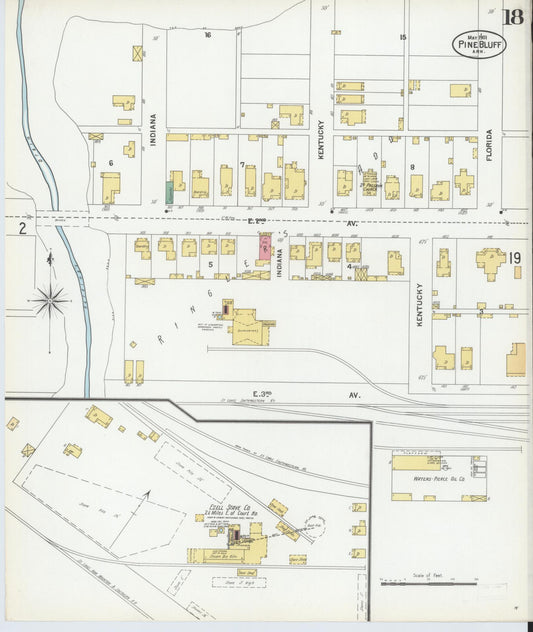 Sanborn Fire Insurance Map from Pine Bluff, Jefferson County, Arkansas (1901), Sheet #0018 - Historic Sanborn Fire Insurance Map Print, vintage old map wall art, antique decor, genealogy gift, Arkansas Arkansas map