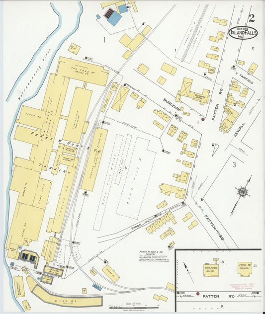 Sanborn Fire Insurance Map from Island Falls, Aroostook County, Maine (1919), Sheet #0002 - Historic Sanborn Fire Insurance Map Print, vintage old map wall art, antique decor, genealogy gift, Maine Maine map