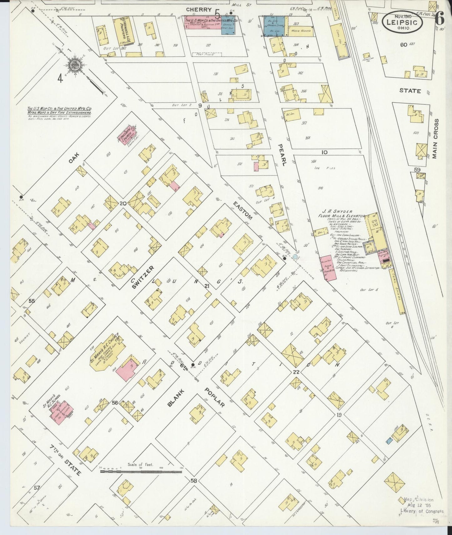 Sanborn Fire Insurance Map from Leipsic, Putnam County, Ohio (1910), Sheet #0006 - Historic Sanborn Fire Insurance Map Print, vintage old map wall art, antique decor, genealogy gift, Ohio Ohio map