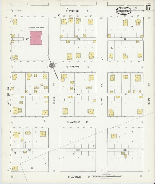 Sanborn Fire Insurance Map from Childress, Childress County, Texas (1921), Sheet #0017 - Historic Sanborn Fire Insurance Map Print, vintage old map wall art, antique decor, genealogy gift, Texas Texas map