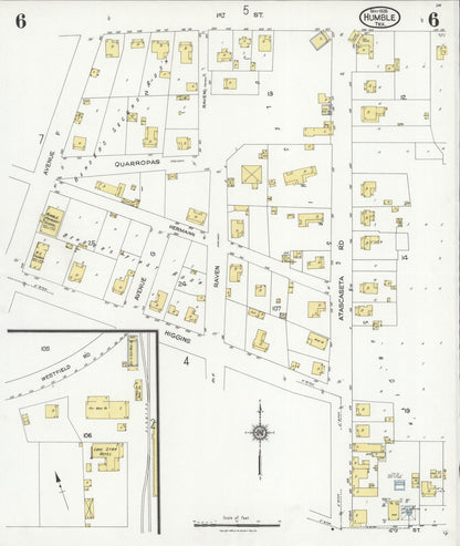 Sanborn Fire Insurance Map from Humble, Harris County, Texas (1926), Sheet #0006 - Complete Map Set gallery image, historic Sanborn map, vintage wall art, Texas Texas