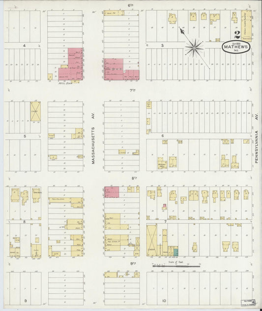 Sanborn Fire Insurance Map from Matthews, Grant County, Indiana (1900), Sheet #0002 - Historic Sanborn Fire Insurance Map Print, vintage old map wall art, antique decor, genealogy gift, Indiana Indiana map