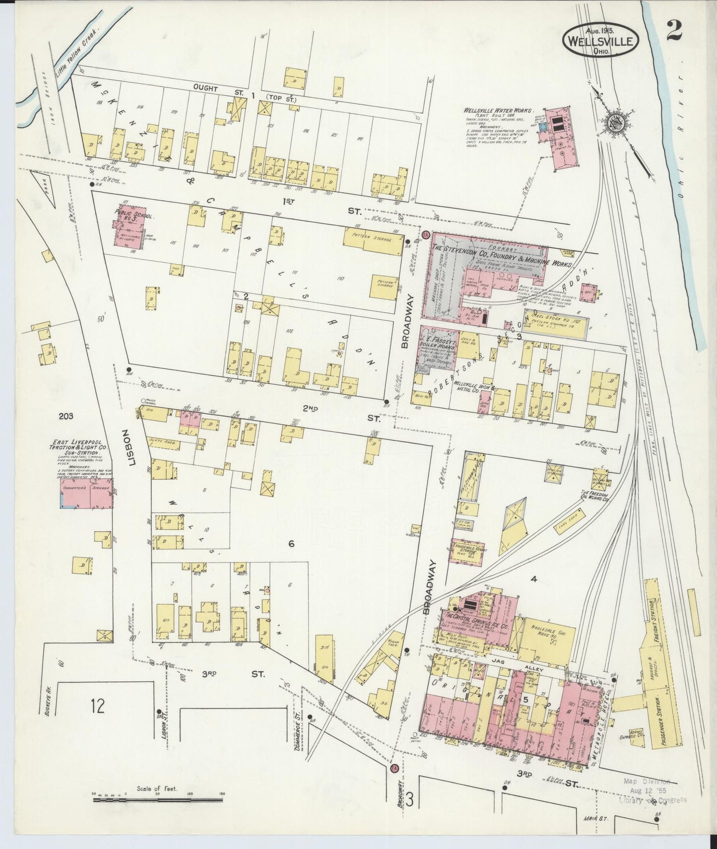 Sanborn Fire Insurance Map from Wellsville, Columbiana County, Ohio (1915), Sheet #0002 - Complete Map Set gallery image, historic Sanborn map, vintage wall art, Ohio Ohio