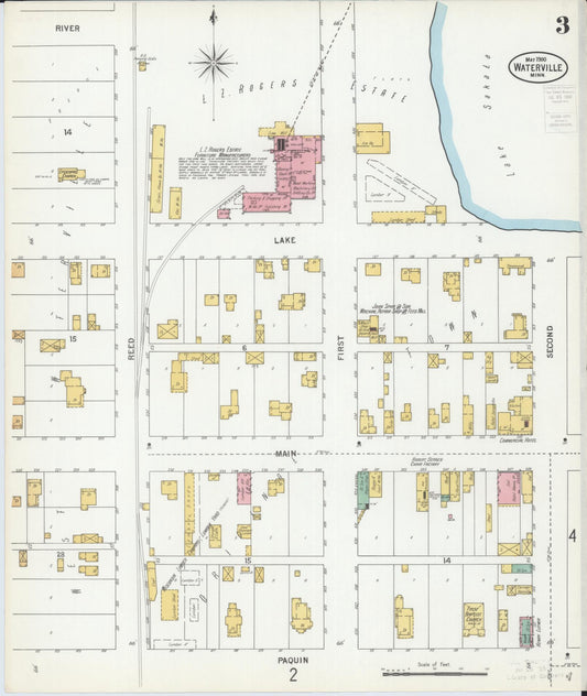 Sanborn Fire Insurance Map from Waterville, Le Sueur County, Minnesota (1900), Sheet #0003 - Historic Sanborn Fire Insurance Map Print, vintage old map wall art, antique decor, genealogy gift, Minnesota Minnesota map