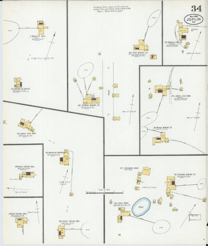 Sanborn Fire Insurance Map from Joplin, Jasper County, Missouri (1900), Sheet #0034 - Historic Sanborn Fire Insurance Map Print, vintage old map wall art, antique decor, genealogy gift, Missouri Missouri map
