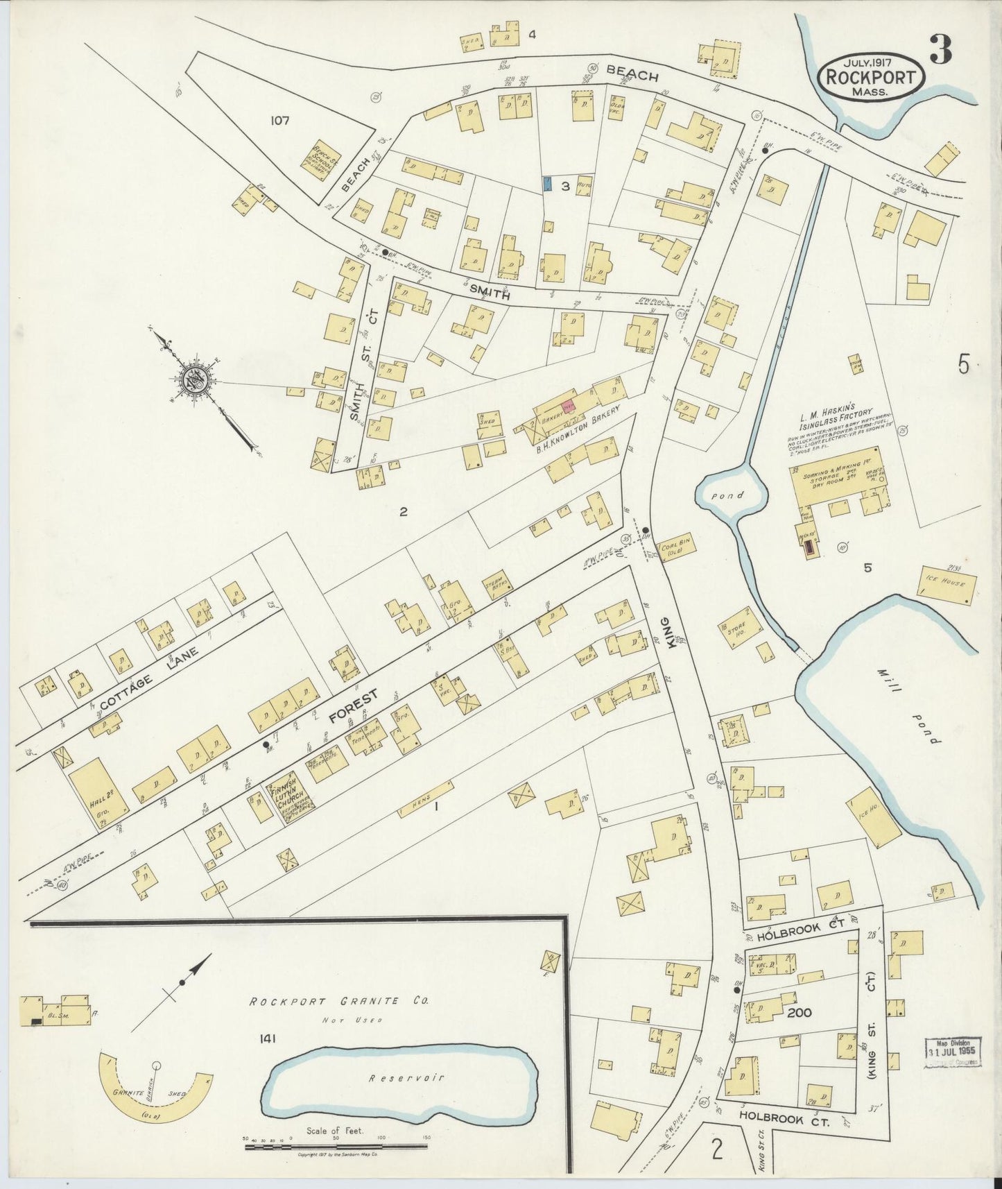 Sanborn Fire Insurance Map from Rockport, Essex County, Massachusetts (1917), Sheet #0003 - Historic Sanborn Fire Insurance Map Print, vintage old map wall art, antique decor, genealogy gift, Massachusetts Massachusetts map