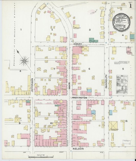 Sanborn Fire Insurance Map from Lexington, Independent Cities, Virginia (1891), Sheet #0001 - Complete Map Set gallery image, historic Sanborn map, vintage wall art, Virginia Virginia