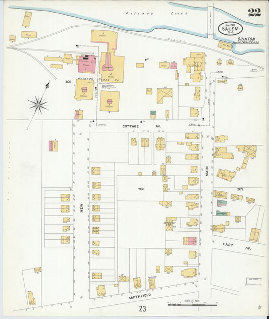 Sanborn Fire Insurance Map from Salem, Salem County, New Jersey (1909), Sheet #0022 - Historic Sanborn Fire Insurance Map Print, vintage old map wall art, antique decor, genealogy gift, New Jersey New Jersey map