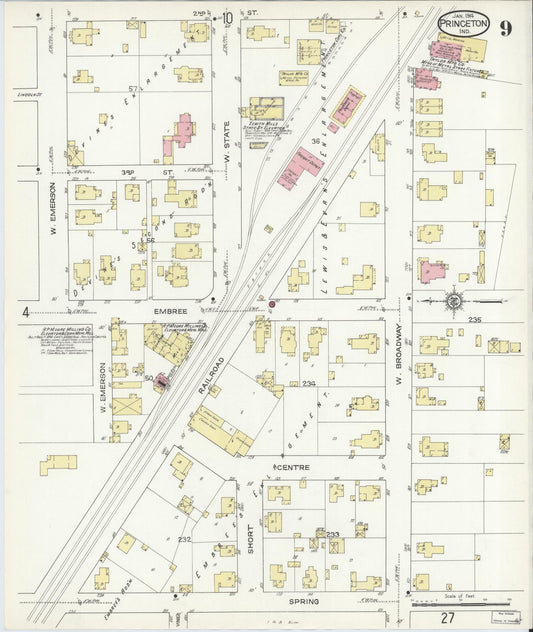 Sanborn Fire Insurance Map from Princeton, Gibson County, Indiana (1914), Sheet #0009 - Historic Sanborn Fire Insurance Map Print, vintage old map wall art, antique decor, genealogy gift, Indiana Indiana map