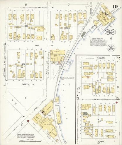 Sanborn Fire Insurance Map from Hoquiam, Grays Harbor County, Washington (1907), Sheet #0010 - Complete Map Set gallery image, historic Sanborn map, vintage wall art, Washington Washington