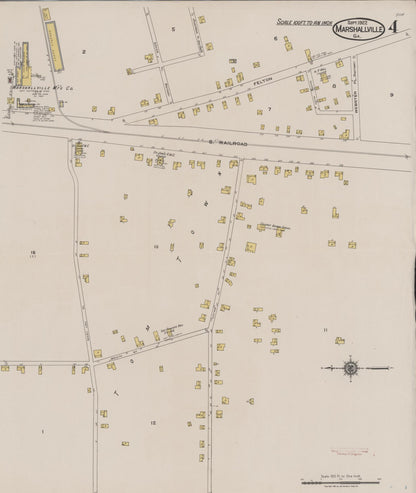 Sanborn Fire Insurance Map from Marshallville, Macon County, Georgia (1922), Sheet #0004 - Complete Map Set gallery image, historic Sanborn map, vintage wall art, Georgia Georgia