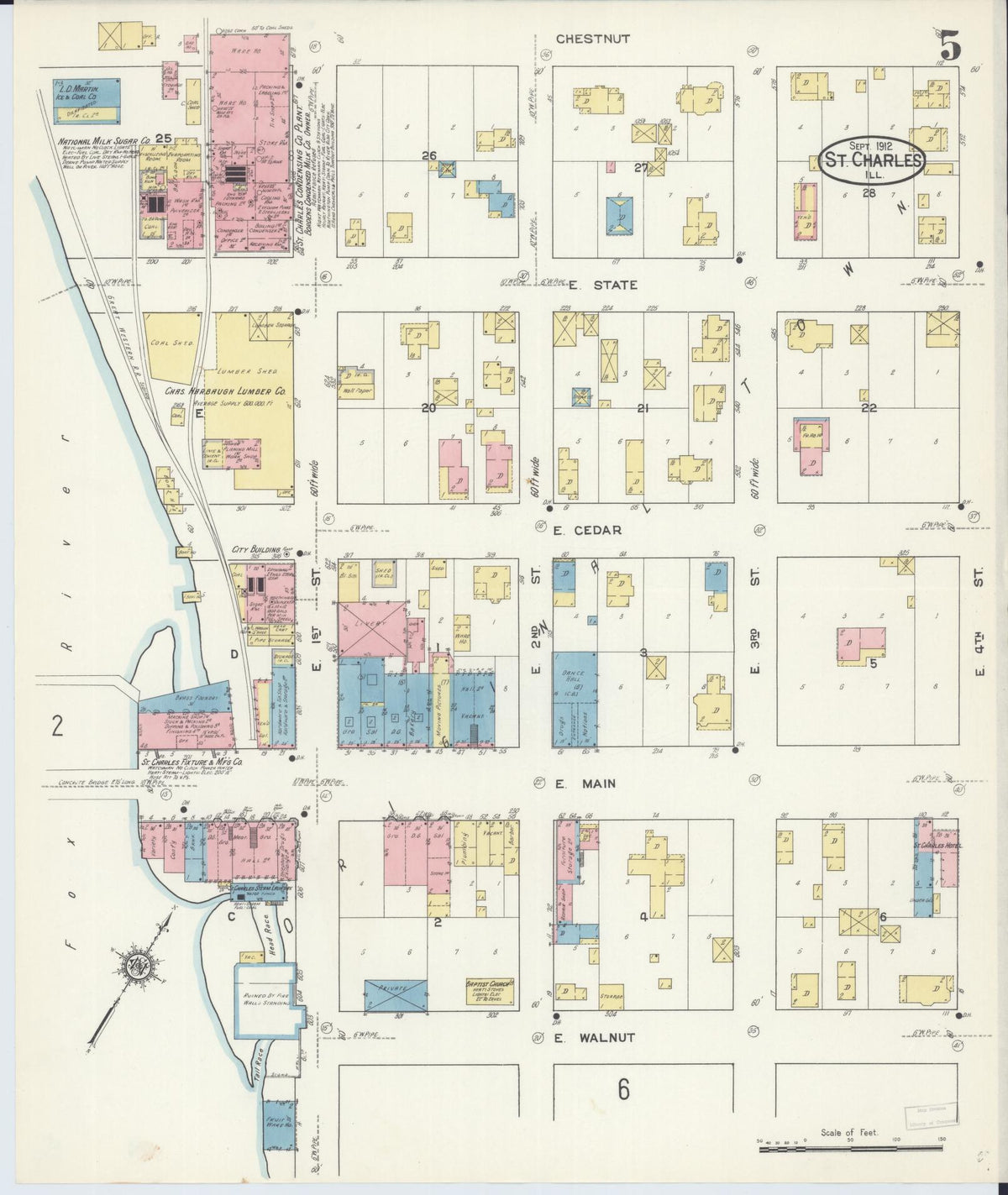 Sanborn Fire Insurance Map from Saint Charles, Kane County, Illinois (1912), Sheet #0005 - Complete Map Set gallery image, historic Sanborn map, vintage wall art, Illinois Illinois