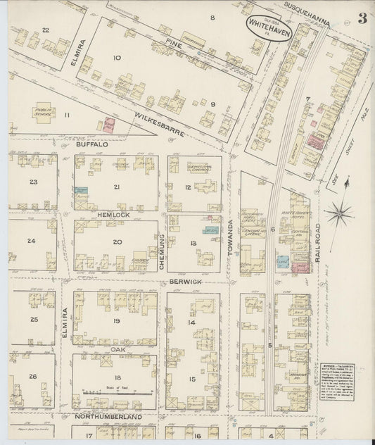 Sanborn Fire Insurance Map from White Haven, Luzerne County, Pennsylvania (1884), Sheet #0003 - Historic Sanborn Fire Insurance Map Print, vintage old map wall art, antique decor, genealogy gift, Pennsylvania Pennsylvania map