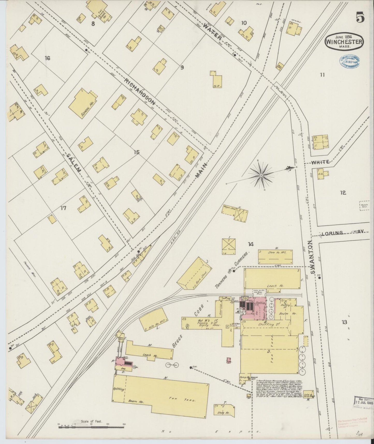 Sanborn Fire Insurance Map from Winchester, Middlesex County, Massachusetts (1894), Sheet #0005 - Complete Map Set gallery image, historic Sanborn map, vintage wall art, Massachusetts Massachusetts