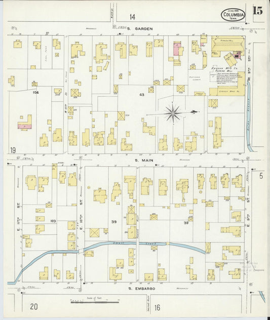 Sanborn Fire Insurance Map from Columbia, Maury County, Tennessee (1909), Sheet #0015 - Historic Sanborn Fire Insurance Map Print, vintage old map wall art, antique decor, genealogy gift, Tennessee Tennessee map