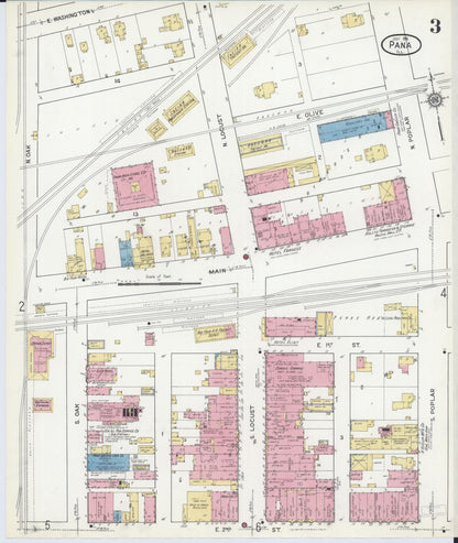 Sanborn Fire Insurance Map from Pana, Christian County, Illinois (1916), Sheet #0003 - Complete Map Set gallery image, historic Sanborn map, vintage wall art, Illinois Illinois