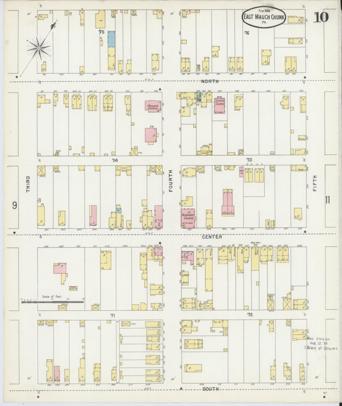 Sanborn Fire Insurance Map from Mauch Chunk, Carbon County, Pennsylvania (1896), Sheet #0010 - Complete Map Set gallery image, historic Sanborn map, vintage wall art, Pennsylvania Pennsylvania