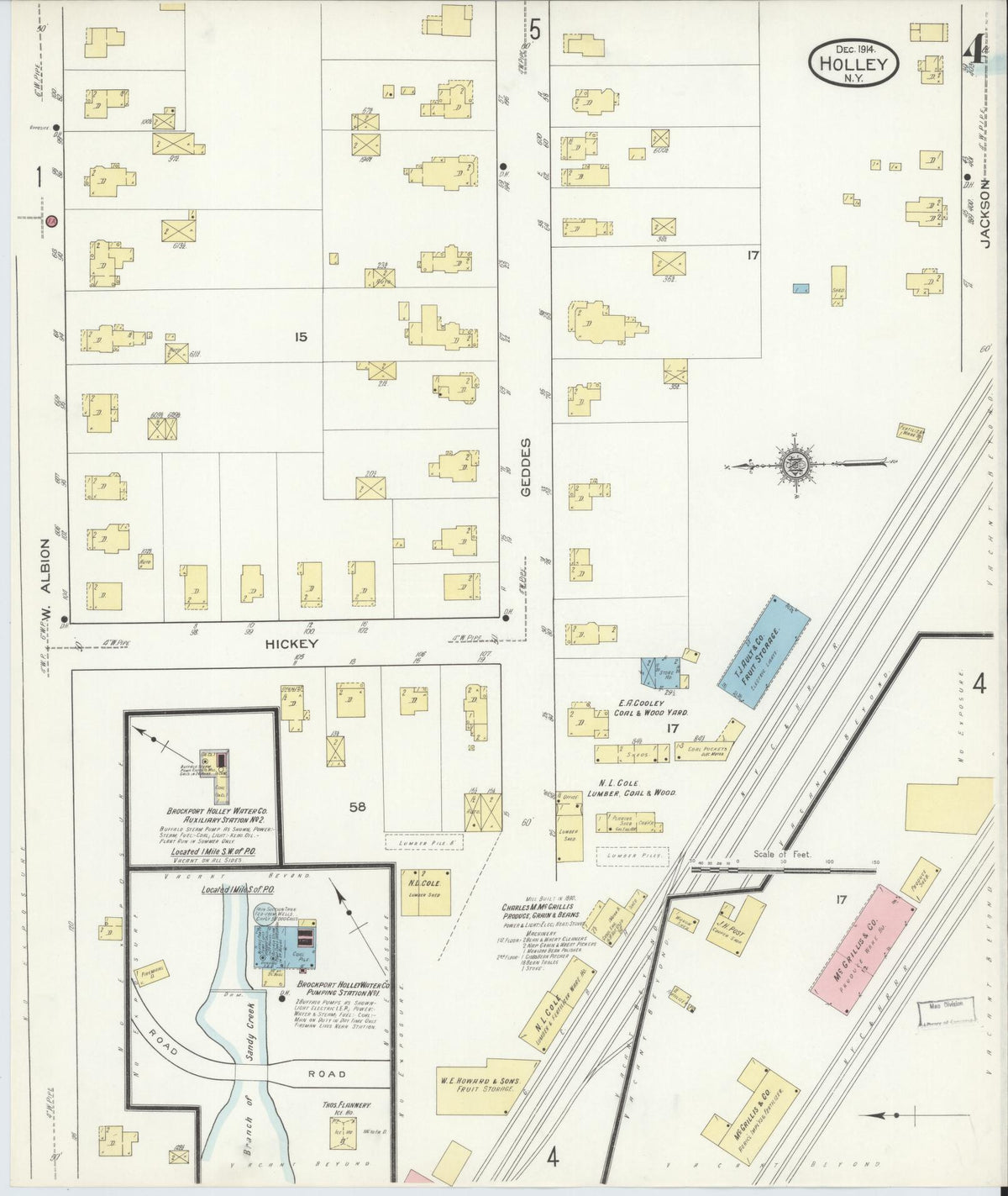 Sanborn Fire Insurance Map from Holley, Orleans County, New York (1914), Sheet #0004 - Complete Map Set gallery image, historic Sanborn map, vintage wall art, New York New York