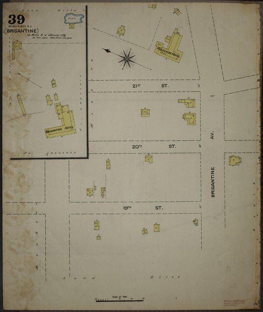 Sanborn Fire Insurance Map from Atlantic City, Atlantic County, New Jersey (1886), Sheet #0039 - Historic Sanborn Fire Insurance Map Print, vintage old map wall art, antique decor, genealogy gift, New Jersey New Jersey map