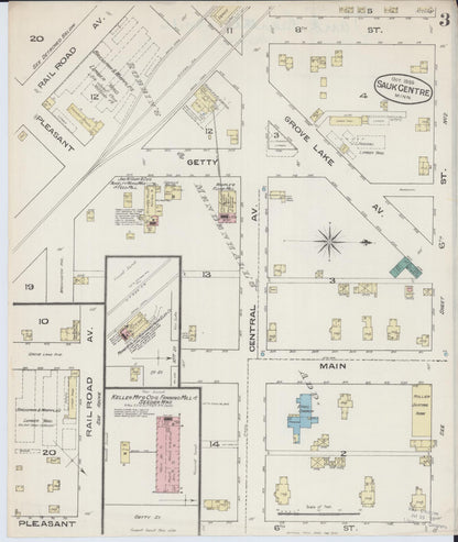 Sanborn Fire Insurance Map from Sauk Centre, Stearns County, Minnesota (1885), Sheet #0003 - Complete Map Set gallery image, historic Sanborn map, vintage wall art, Minnesota Minnesota