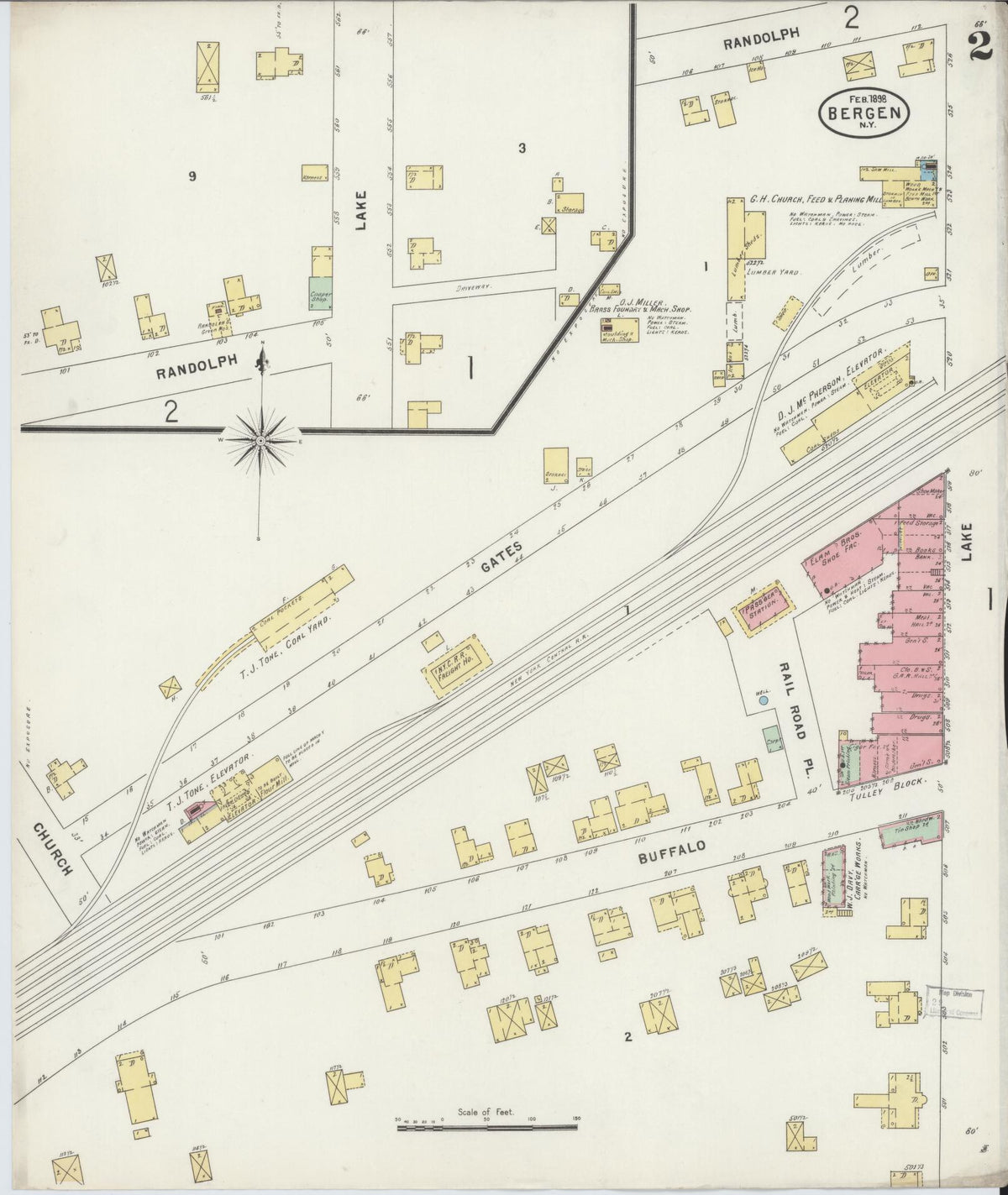 Sanborn Fire Insurance Map from Bergen, Genesee County, New York (1898), Sheet #0002 - Complete Map Set gallery image, historic Sanborn map, vintage wall art, New York New York