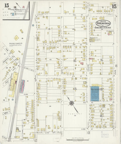 Sanborn Fire Insurance Map from Bowling Green, Warren County, Kentucky (1925), Sheet #0015 - Complete Map Set gallery image, historic Sanborn map, vintage wall art, Kentucky Kentucky
