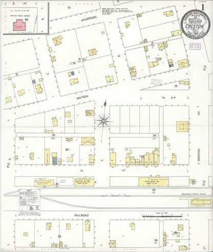 Sanborn Fire Insurance Map from Creston, Lincoln County, Washington (1909), Sheet #0001 - Complete Map Set gallery image, historic Sanborn map, vintage wall art, Washington Washington