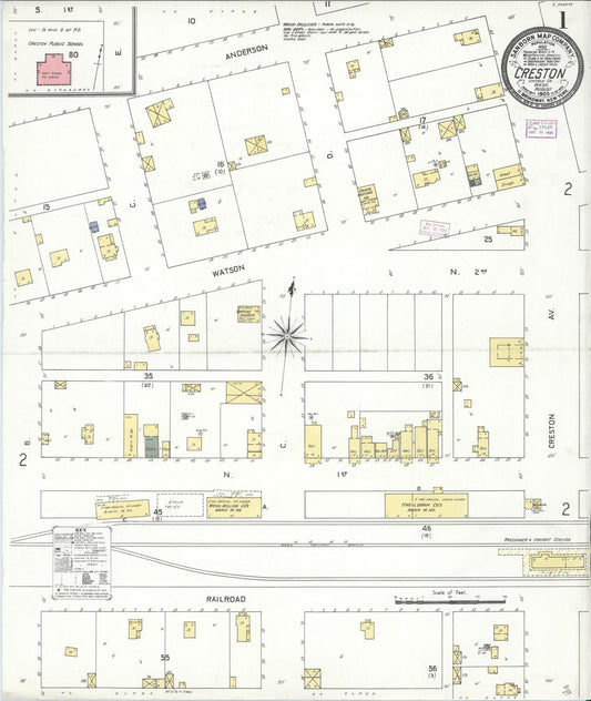 Sanborn Fire Insurance Map from Creston, Lincoln County, Washington (1909), Sheet #0001 - Complete Map Set gallery image, historic Sanborn map, vintage wall art, Washington Washington