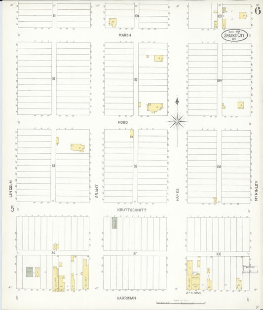 Sanborn Fire Insurance Map from Sparks, Washoe County, Nevada (1904), Sheet #0006 - Historic Sanborn Fire Insurance Map Print, vintage old map wall art, antique decor, genealogy gift, Nevada Nevada map