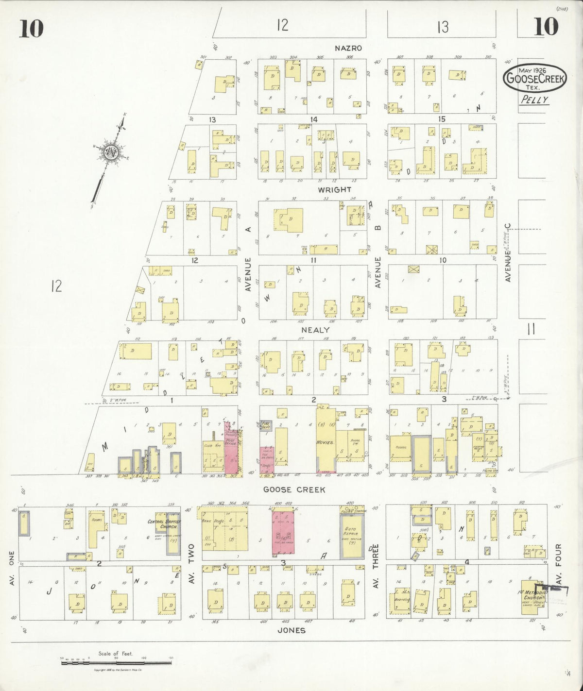 Sanborn Fire Insurance Map from Goose Creek, Harris County, Texas (1926), Sheet #0010 - Complete Map Set gallery image, historic Sanborn map, vintage wall art, Texas Texas