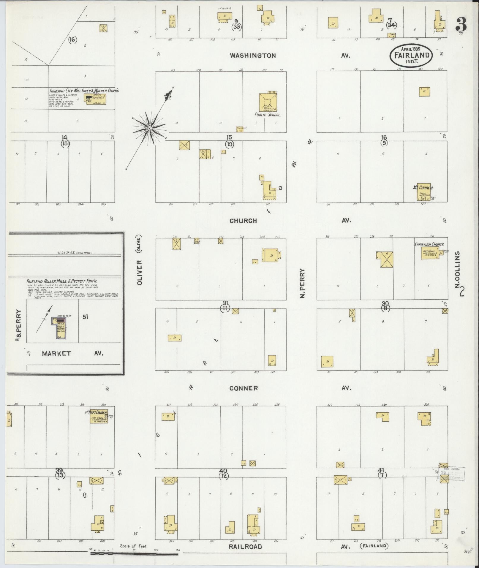 Sanborn Fire Insurance Map from Fairland, Ottawa County, Oklahoma (1905), Sheet #0003 - Historic Sanborn Fire Insurance Map Print, vintage old map wall art, antique decor, genealogy gift, Oklahoma Oklahoma map