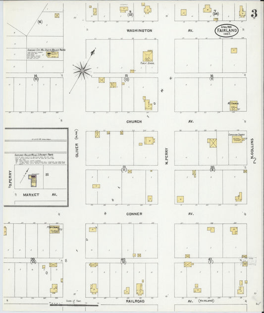 Sanborn Fire Insurance Map from Fairland, Ottawa County, Oklahoma (1905), Sheet #0003 - Historic Sanborn Fire Insurance Map Print, vintage old map wall art, antique decor, genealogy gift, Oklahoma Oklahoma map