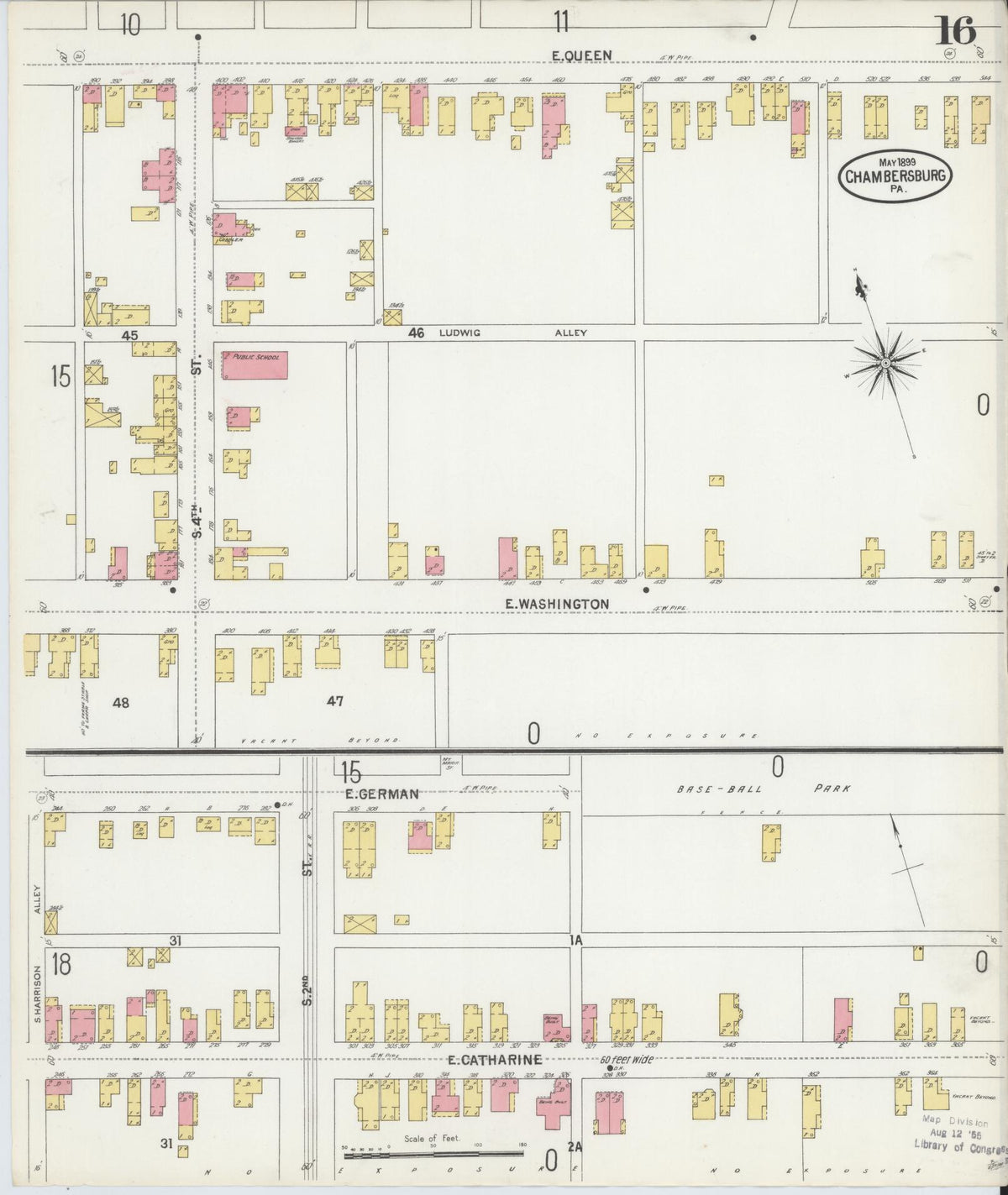 Sanborn Fire Insurance Map from Chambersburg, Franklin County, Pennsylvania (1899), Sheet #0016 - Complete Map Set gallery image, historic Sanborn map, vintage wall art, Pennsylvania Pennsylvania
