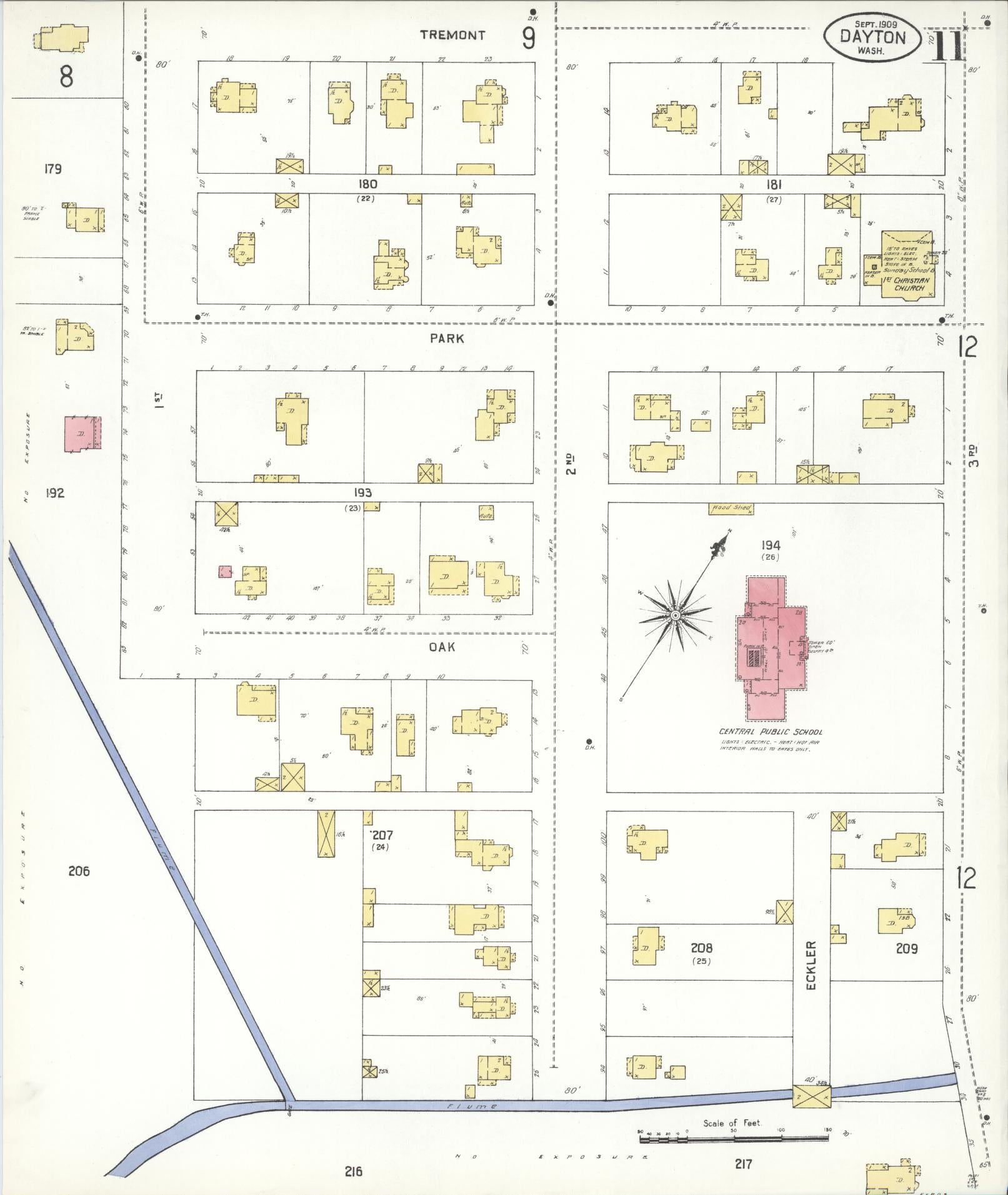 Sanborn Fire Insurance Map from Dayton, Columbia County, Washington (1909), Sheet #0011 - Complete Map Set gallery image, historic Sanborn map, vintage wall art, Washington Washington