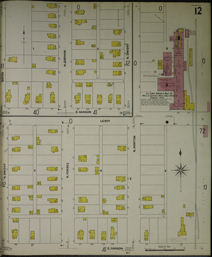 Sanborn Fire Insurance Map from Jackson, Jackson County, Michigan (1907), Sheet #0012 - Complete Map Set gallery image, historic Sanborn map, vintage wall art, Michigan Michigan