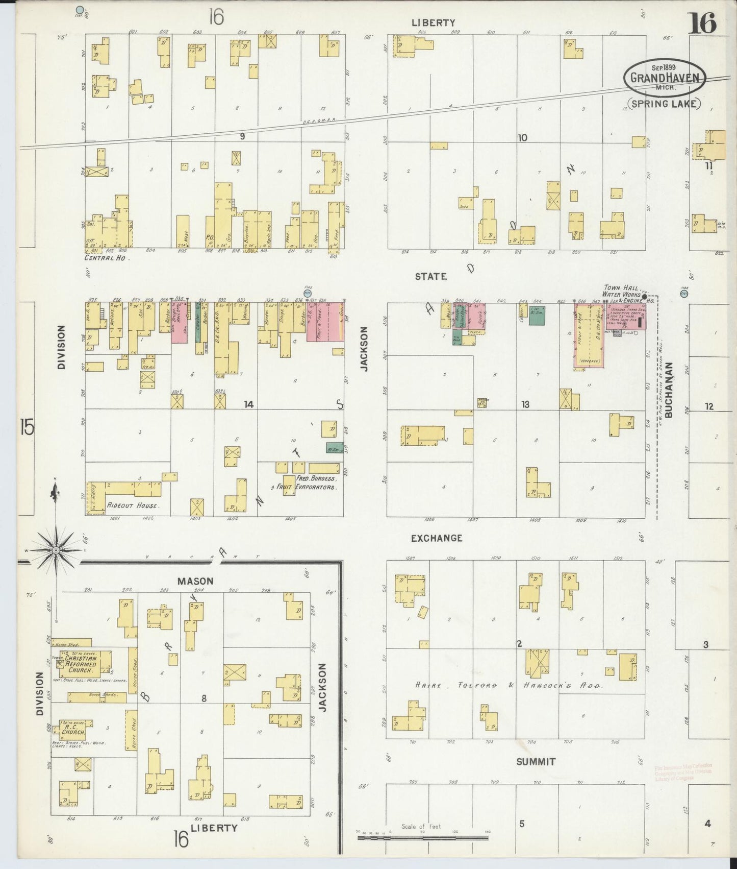Sanborn Fire Insurance Map from Grand Haven, Ottawa County, Michigan (1899), Sheet #0016 - Complete Map Set gallery image, historic Sanborn map, vintage wall art, Michigan Michigan