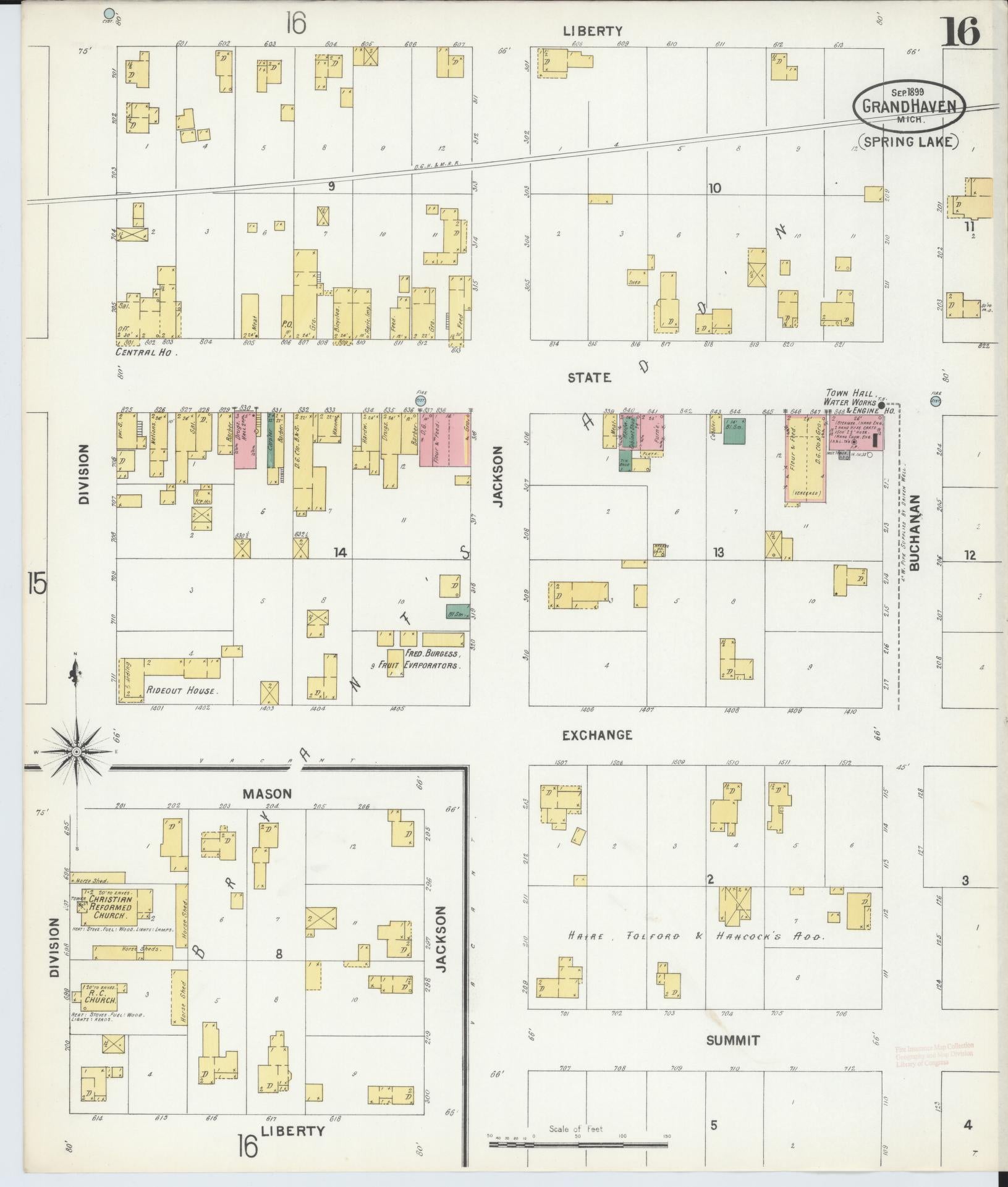 Sanborn Fire Insurance Map from Grand Haven, Ottawa County, Michigan (1899), Sheet #0016 - Complete Map Set gallery image, historic Sanborn map, vintage wall art, Michigan Michigan