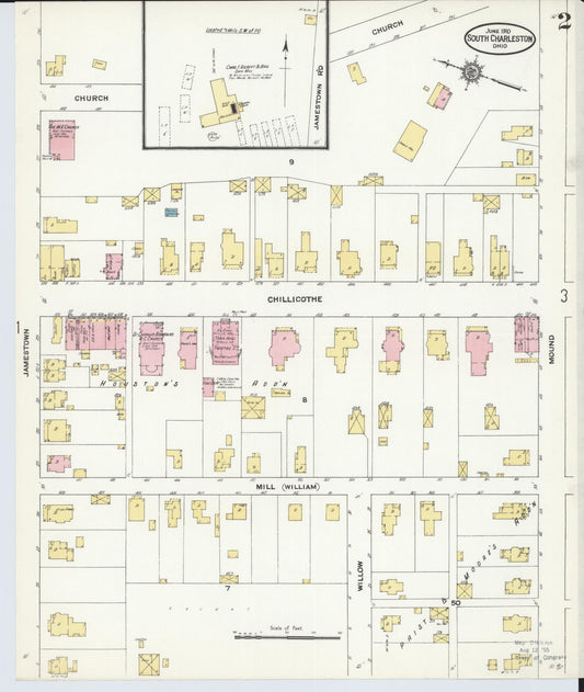 Sanborn Fire Insurance Map from South Charleston, Clark County, Ohio (1910), Sheet #0002 - Historic Sanborn Fire Insurance Map Print, vintage old map wall art, antique decor, genealogy gift, Ohio Ohio map