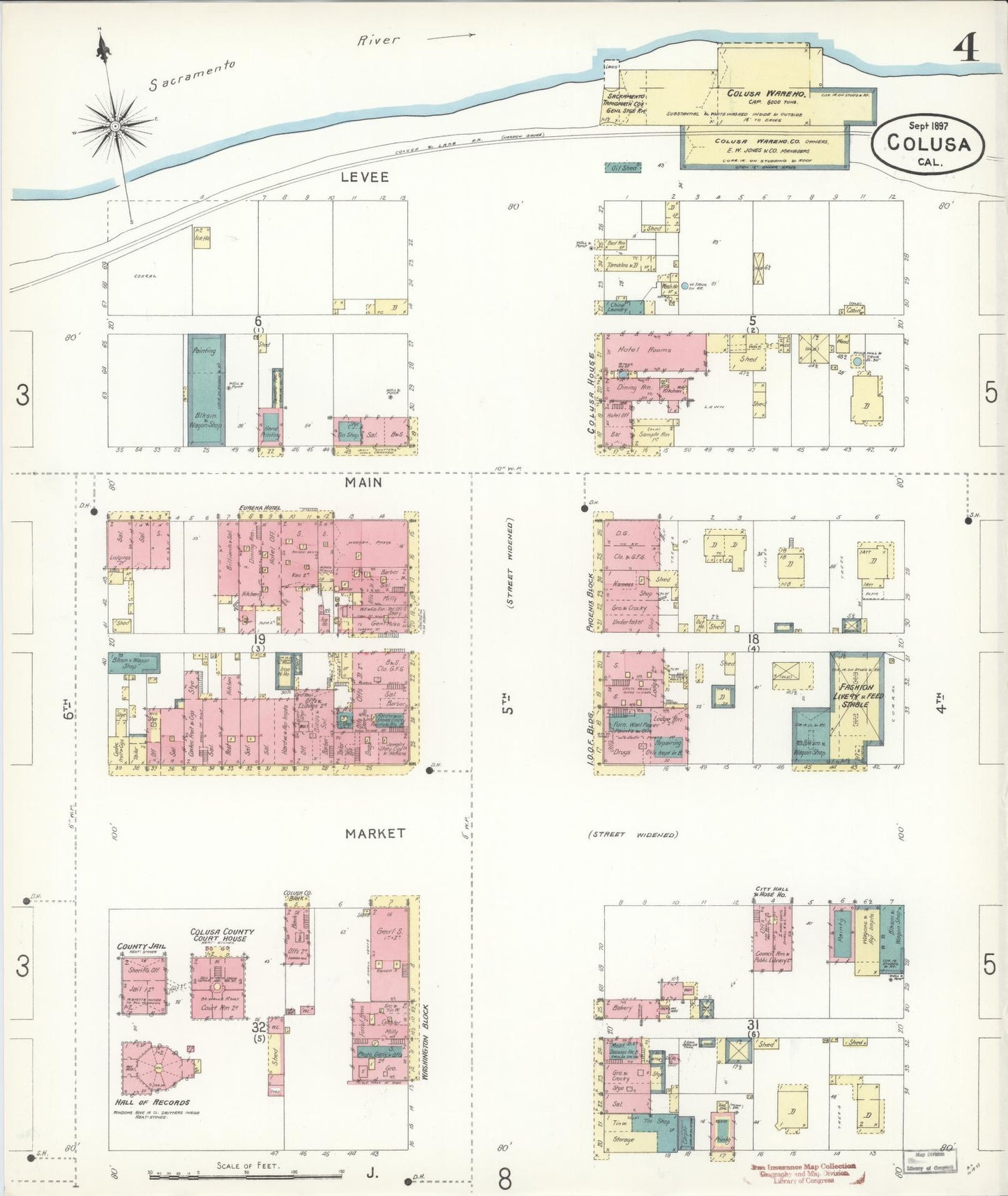 Sanborn Fire Insurance Map from Colusa, Colusa County, California (1897), Sheet #0004 - Complete Map Set gallery image, historic Sanborn map, vintage wall art, California California