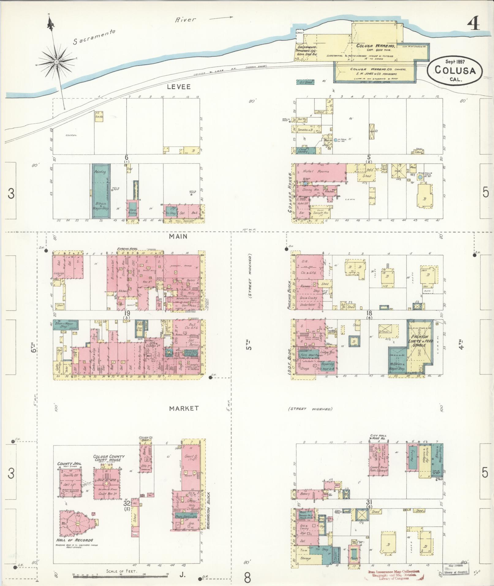Sanborn Fire Insurance Map from Colusa, Colusa County, California (1897), Sheet #0004 - Complete Map Set gallery image, historic Sanborn map, vintage wall art, California California