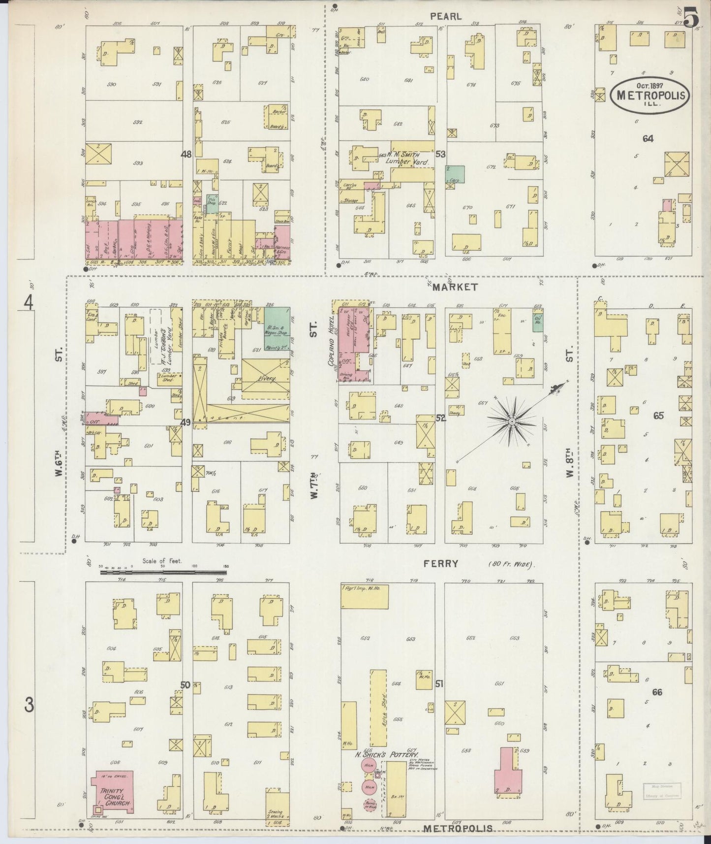 Sanborn Fire Insurance Map from Metropolis, Massac County, Illinois (1897), Sheet #0005 - Complete Map Set gallery image, historic Sanborn map, vintage wall art, Illinois Illinois