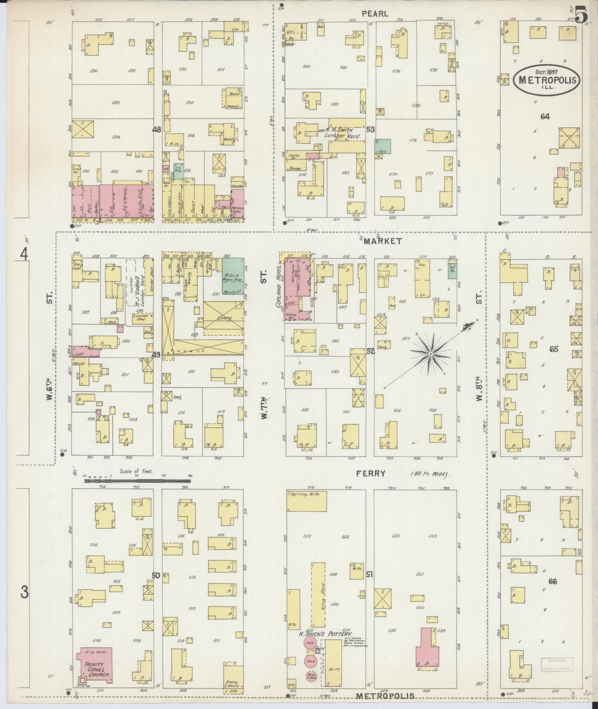 Sanborn Fire Insurance Map from Metropolis, Massac County, Illinois (1897), Sheet #0005 - Complete Map Set gallery image, historic Sanborn map, vintage wall art, Illinois Illinois