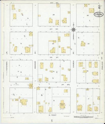 Sanborn Fire Insurance Map from Lonoke, Lonoke County, Arkansas (1919), Sheet #0002 - Complete Map Set gallery image, historic Sanborn map, vintage wall art, Arkansas Arkansas