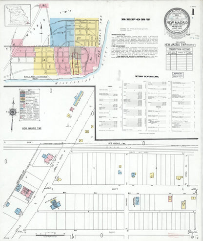 Sanborn Fire Insurance Map from New Madrid, New Madrid County, Missouri (1950), Sheet #0001 - Complete Map Set gallery image, historic Sanborn map, vintage wall art, Missouri Missouri