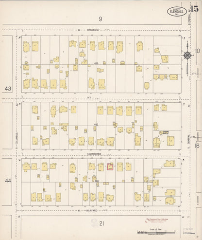Sanborn Fire Insurance Map from Glendale, Los Angeles County, California (1919), Sheet #0015 - Complete Map Set gallery image, historic Sanborn map, vintage wall art, California California