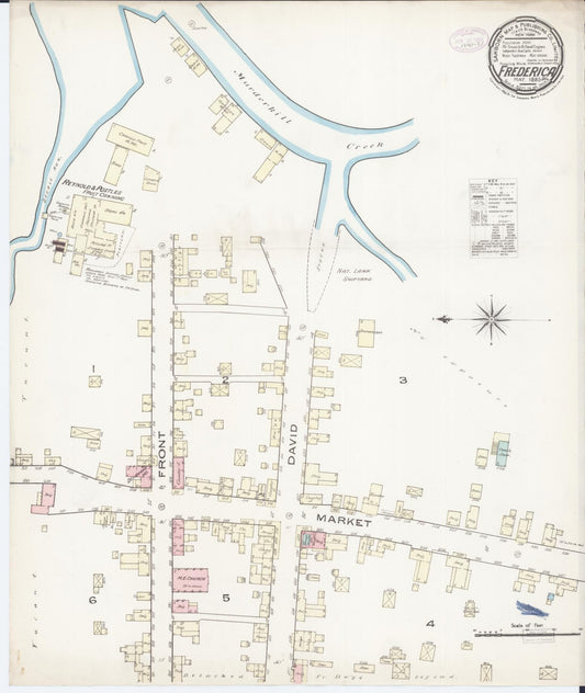 Sanborn Fire Insurance Map from Frederica, Kent County, Delaware (1885), Sheet #0001 - Historic Sanborn Fire Insurance Map Print, vintage old map wall art, antique decor, genealogy gift, Delaware Delaware map